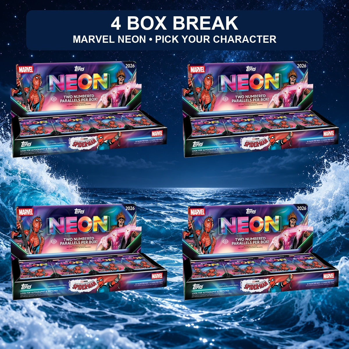 4 Marvel Neon Hobby-boxar – Pick Your Character Break